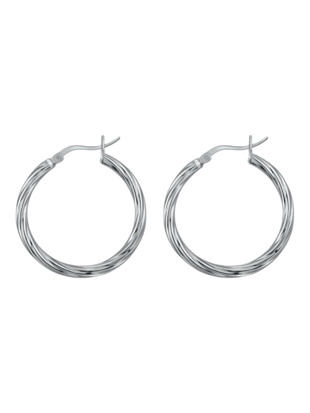 Silver Twisted Hoop Earrings Waterproof Stainless Steel